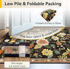 RELEANY Floral Washable 5x7 Area Rugs Black/Yellow | Flower Carpet Print Boho - Image 4