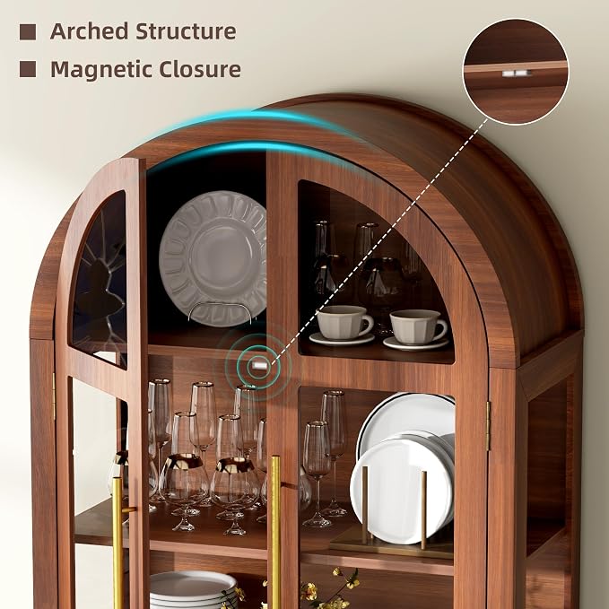 Vlsrka 71 Inch Arched Curio Cabinet - Image 6