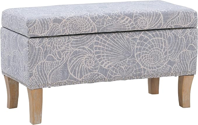 Linon Stone Upholstered Storage Stephanie Ottoman by Linon