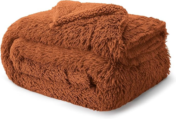 Bedsure GentleSoft Fluffy Burnt Orange King Size Blanket - Image 7