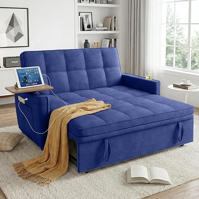 54'' Sleeper Sofa Bed, Convertible Pull Out Couch Futon by tiramisubest
