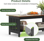YOSHOOT 39.4" Farmhouse Coffee Table - Image 5