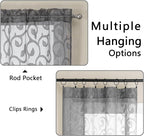 Furman Grey Sheer Curtains 72 inches Long 2 Panels Set, Light Filtering Top Rod - Image 4