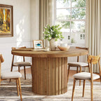 47" Solid Wood Dining Table for 4-6, Farmhouse Round Kitchen Table - Image 6