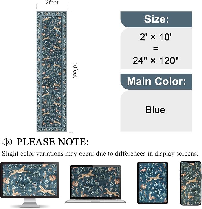 DUKINO 2x10 Kitchen Runner Rug, Soft Non Slip Animal Washable Rug, Non-Shedding - Image 2