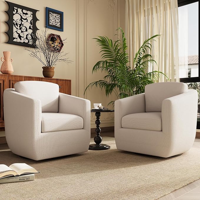 COLAMY 360° Swivel Accent Chair No-Sag Foam & Sturdy Metal Base, Fully - Image 3