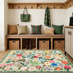PLHXFR Area Rug Living Room: 3x5 Floral Washable Boho Soft Carpet Green | - Image 5