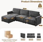 110.6" L Shaped Sectional Sofa, Modular Cloud Deep Seat Couch - Image 2