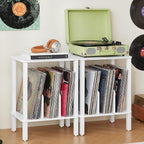 LELELINKY 2-Tier Bamboo Record Player Stand Set of 2 by LELELINKY