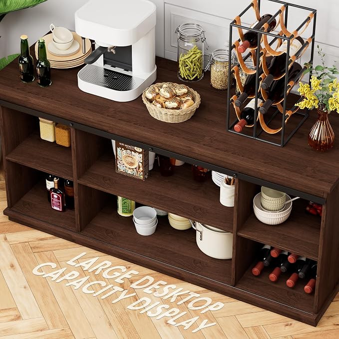 Shahoo Farmhouse Sideboard Buffet Cabinet, Coffee Bar Storage - Image 4
