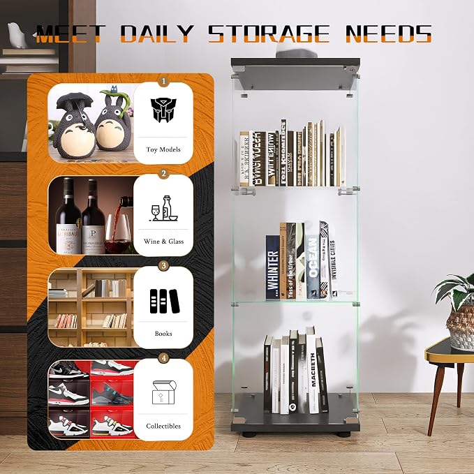 Beauty4U One-Door Glass Display Cabinet, Collection Display, Quick Installation - Image 3