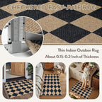 Lahome Checkered Easy Jute Non Slip Front Door Mat, 2x3 Kitchen Rug Neutral - Image 5