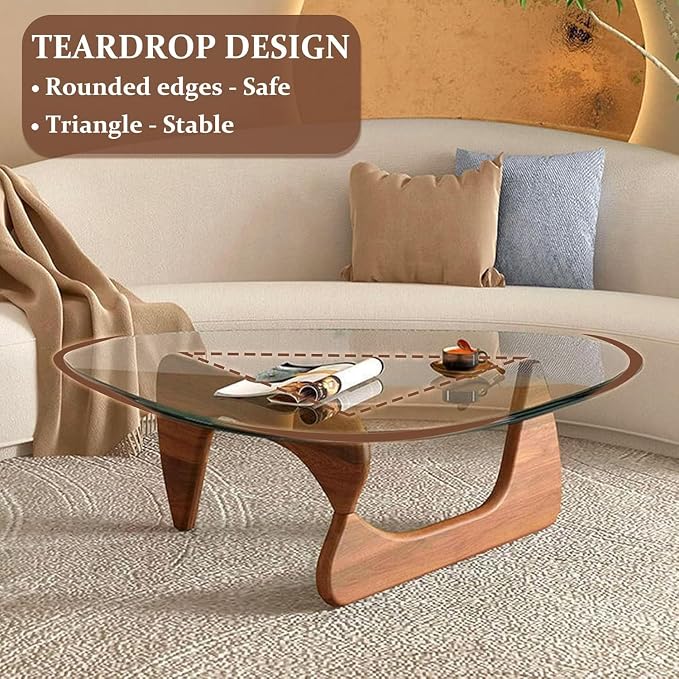 Living Room Coffee Table, 35.8" Mid Century Modern Triangle Coffee Table - Image 6