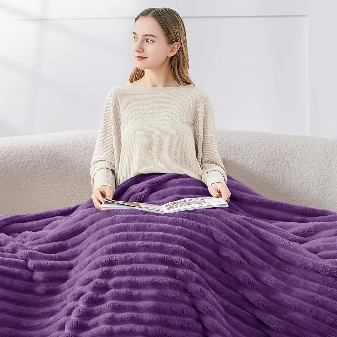 BEDELITE Striped Fleece Throw Blanket, Soft Cozy, Lightweight Warm, - Image 3