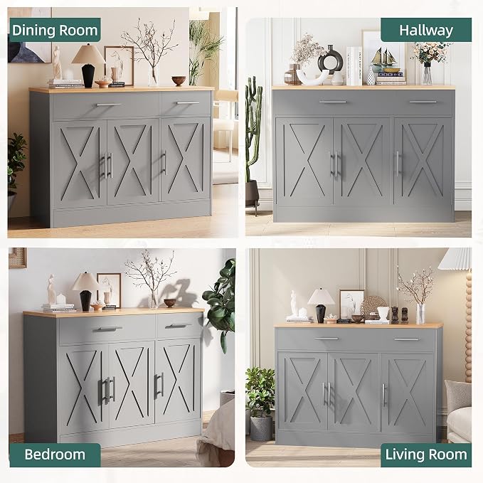 Shintenchi Modern Farmhouse Sideboard Buffet Cabinet - Image 4