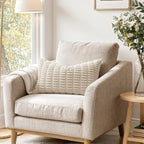 MIULEE Lumbar Corduroy Decorative Throw Pillow Covers 22x14 Cream White | Pack - Image 2