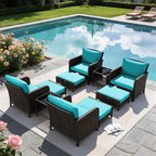 LEVELEVE Patio Conversation Set 5 Piece, Balcony Furniture Outdoor PE Rattan - Image 9
