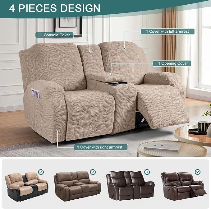 Ruaozz Stretch Loveseat Recliner Covers - Image 4