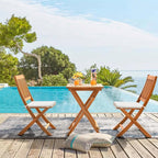 Devoko Outdoor 3 Piece Folding Patio Bistro Set Acacia Wood Bistro Table and - Image 5