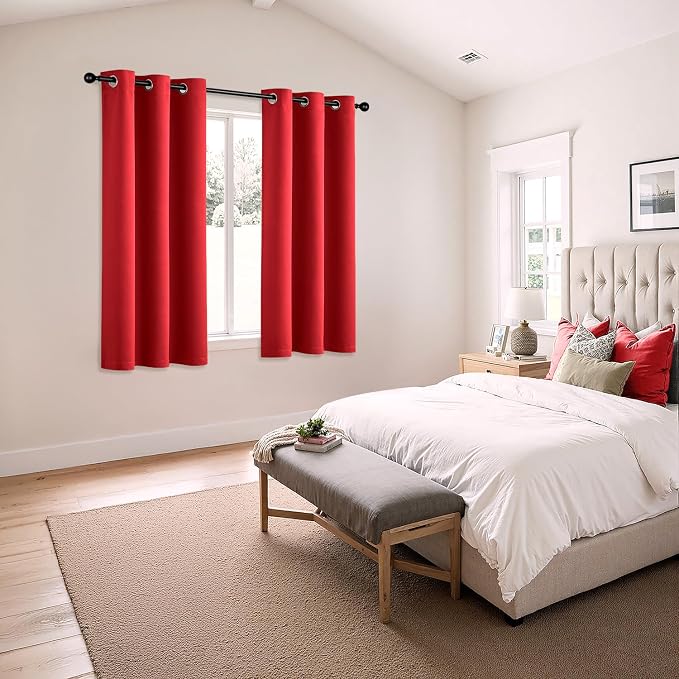 MIULEE Blackout Curtains for Bedroom 2 Panels 40x45 Inch Long Christmas Red | - Image 6