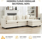 111'' Sectional Cloud Deep Seat Couch, Modern Comfy Chenille L Shaped Sectional - Image 7