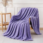 Lavender Throw Blanket for Couch Sofa 50x70 inches Striped Design | Fleece - Image 2