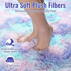 Furry Pastel Rug for Girls Bedroom, Soft Adorable Rainbow Purple Tent Rugs | - Image 3