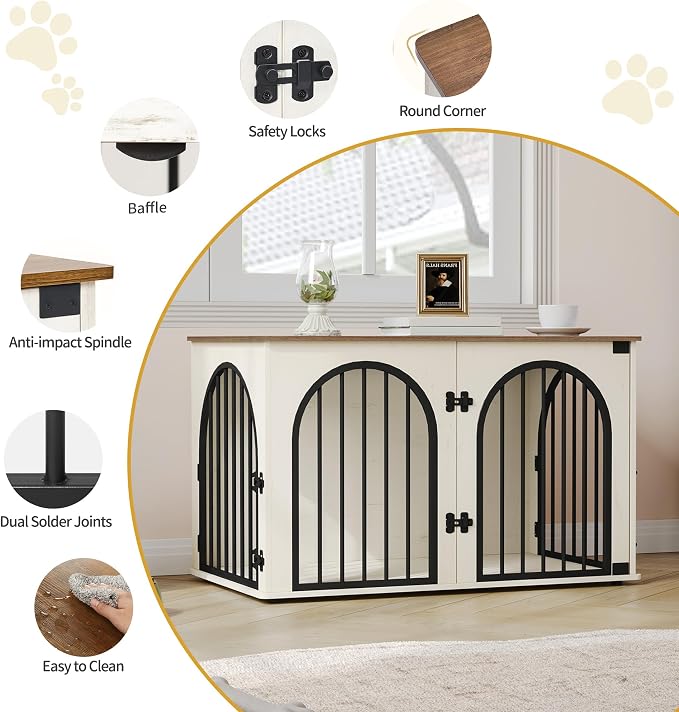 39.4" Wooden Dog Crate Furniture, Indoor Dog Kennel Dogs Cage - Image 6