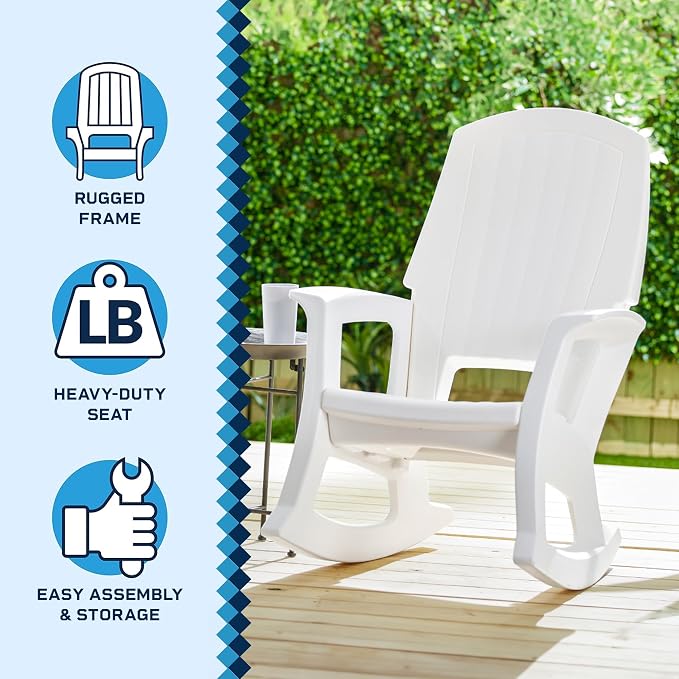 Semco Rockaway Heavy-Duty Outdoor Rocking Chair w/Low Maintenance All-Weather - Image 5