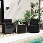 Tangkula 3 Piece Patio Furniture Set, Rattan Conversation Set w/Soft Seat & - Image 3