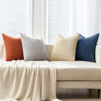 MIULEE Soft Corduroy Decorative Throw Pillow Covers Blue-Yellow 18x18 | Set of 4 - Image 5