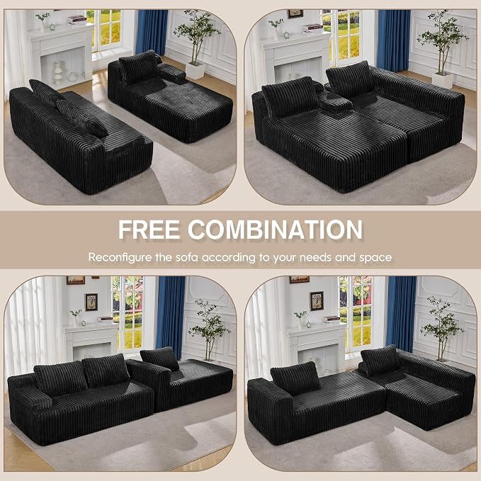 Modular Sectional Sofa Couches L-Shape Couch 3 Seat Modular Sofa Memory Foam - Image 7