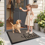 LUMI Outside Welcome Door Mat 24x36, Non-Slip Durable Rubber Easy Clean | Hello - Image 9
