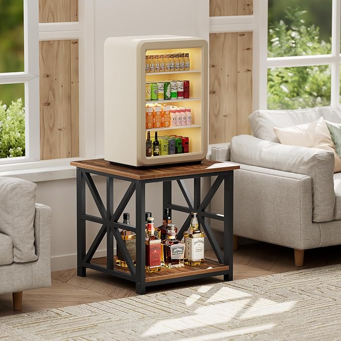 GreenForest End Table with 2-Tier Storage Shelf, 24 inch Large Side Table - Image 6