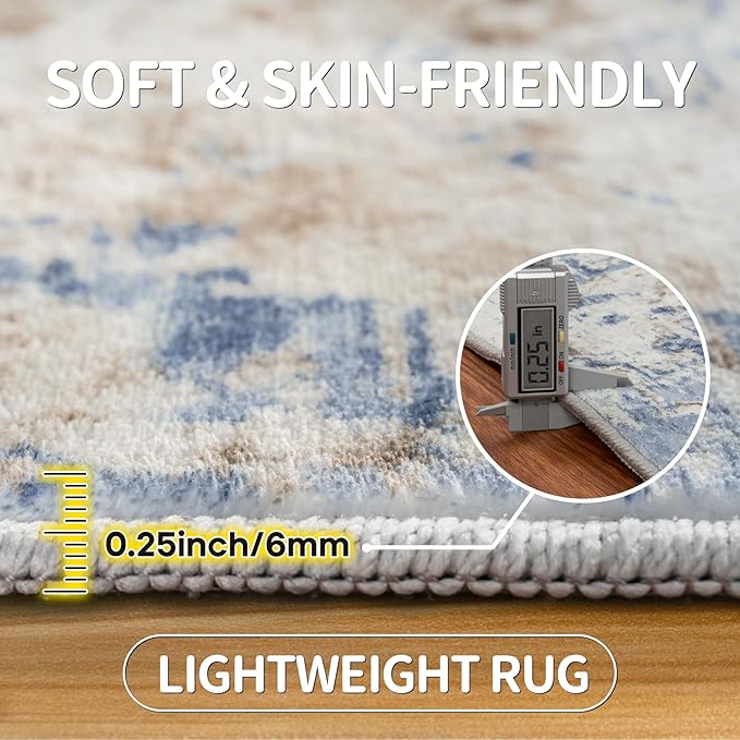 Aelenmu 10x14 Area Rugs for Living Room Dining Room Washable Blue | Soft Modern - Image 6