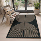 Lahome Modern Rainbow Easy Jute Outdoor Patio Rug, 3x5 Black Office Rug | - Image 7
