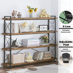 HCHQHS Large Bookshelf, 4-Tier Long Industrial Bookcase, Rustic Brown Book Shelf - Image 6