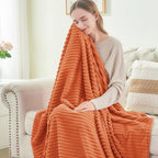 BEDELITE Ribbed Jacquard Burt Orange King Size Blanket - Image 3