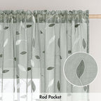 MIULEE Sage Sheer Curtains 2 Panels Embroidered Leaf Patterned, W52 x L84 | - Image 6