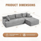 Hobestluk Modular Sectional Sofa Couches L-Shape Couch 3 Seat Modular Sofa - Image 2