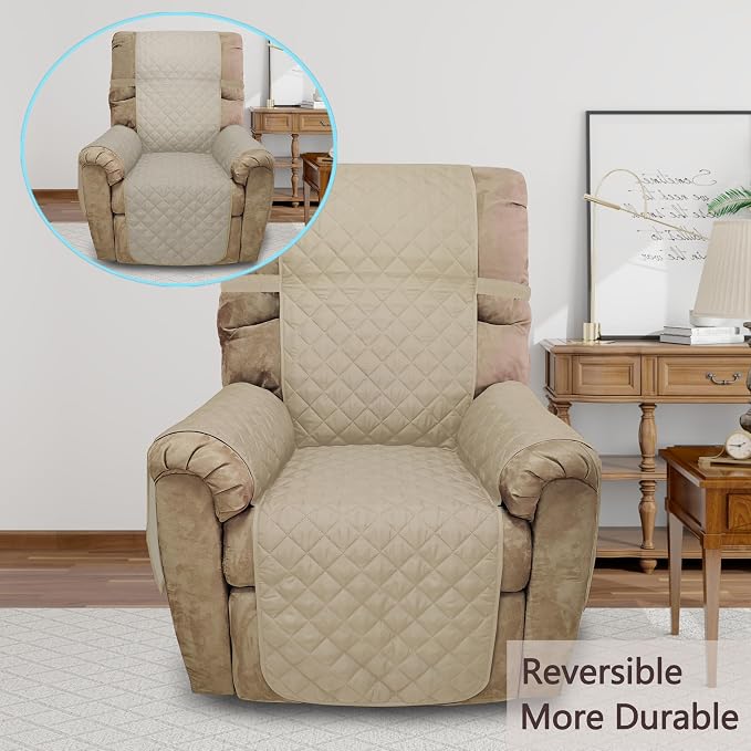 Reversible Chair Covers for Recliner Oversized, Sand/Beige | Recliner Oversized - Image 2