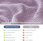 EMME Cotton Blanket Queen Size for Bed Soft Large Muslin Bed Blankets 90"x90" - Image 5