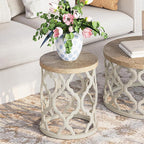 karlott Farmhouse End Table, 18.5'' French Country Round Side Table, Distressed - Image 4