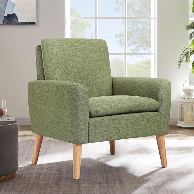 Accent Chair Set of 2 Living Room Mid-Century Modern Chair, Upholstered Fabric - Image 6