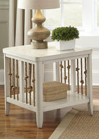 Pemberly Row Coastal Wood End Table, Knotted Rope End Panels, Planked Top - Image 2