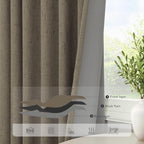 Linen Brown Curtains for Bedroom 84 Inch Long 2 Panel Burg 100% Blackout Back - Image 5