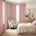 MIULEE 100% Blackout Linen Curtains 42 x 84 Inch Blush Pink 2 Panels | Thermal - Image 8