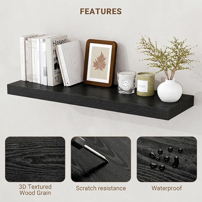 Acovy 24 Inch Floating Shelves, Wooden Shelves - Image 5