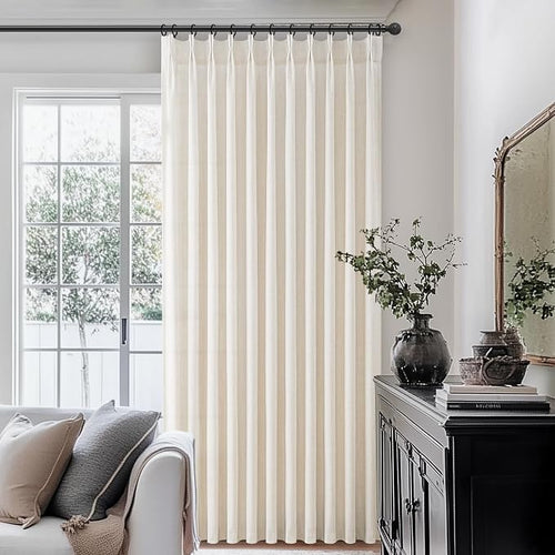 100 Inch Extra Wide Pinch Pleated Linen Sliding Door Curtains 102 Inches Long - Image 2