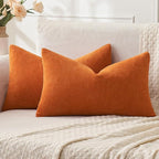 MIULEE Fall Orange Chenille Couch Lumbar Throw Pillow Covers, 12x20 | Set of 2 by MIULEE